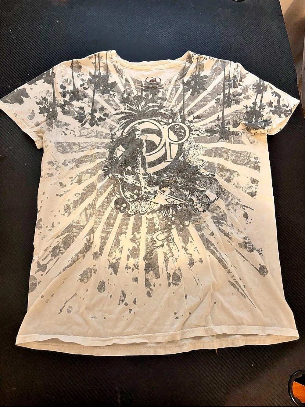 Op Surfer Graphic Short Sleeve Tee in Cream Mens S 34-36